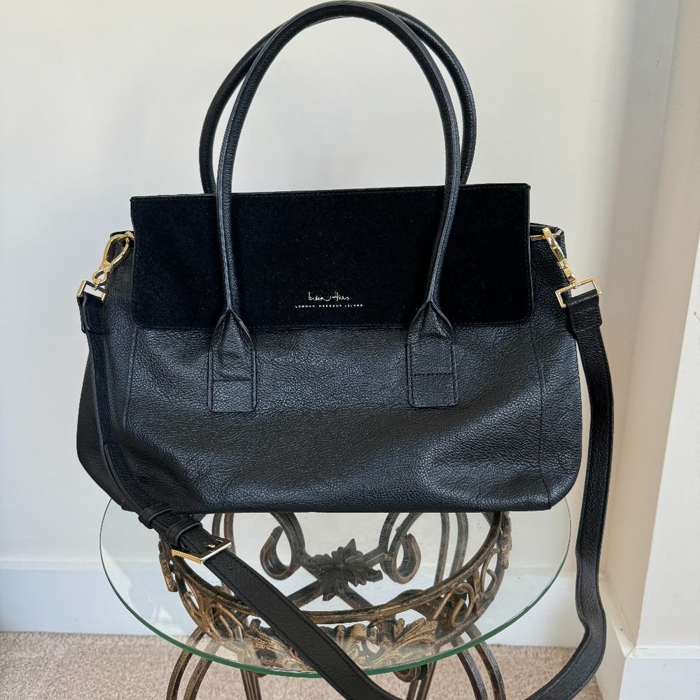 India Hicks Fussy Sarah Tote/Shoulder Bag - Black - Suede/Leather {Gently Used}